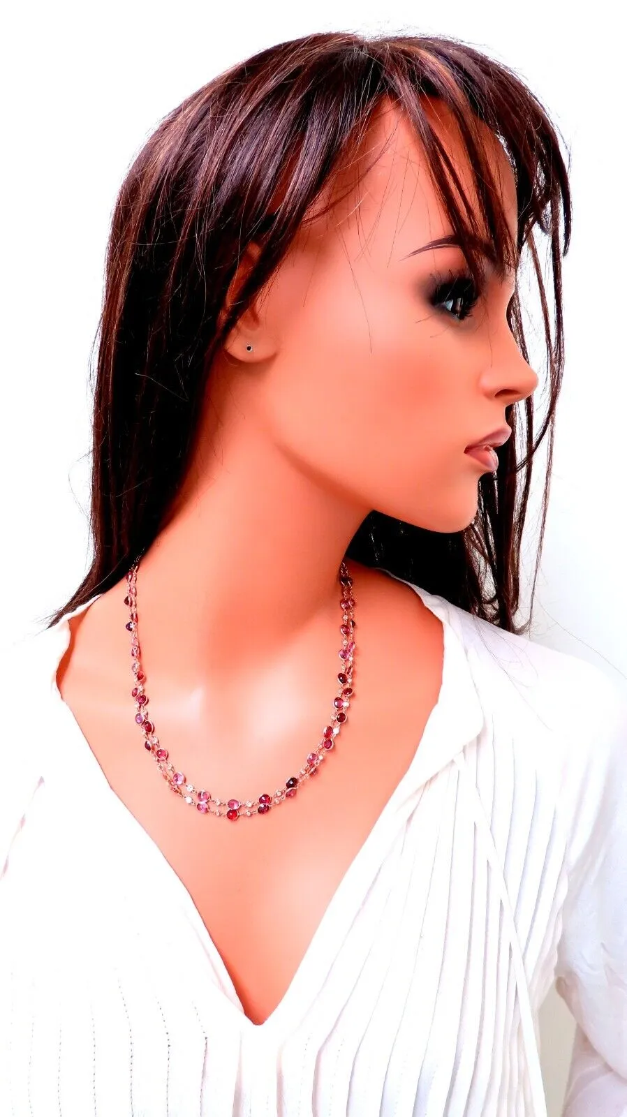 43ct Natural Spinel Yard Diamond Necklace 14kt Gold