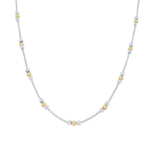 45cm Two Tone Ball Station Necklace in Sterling Silver