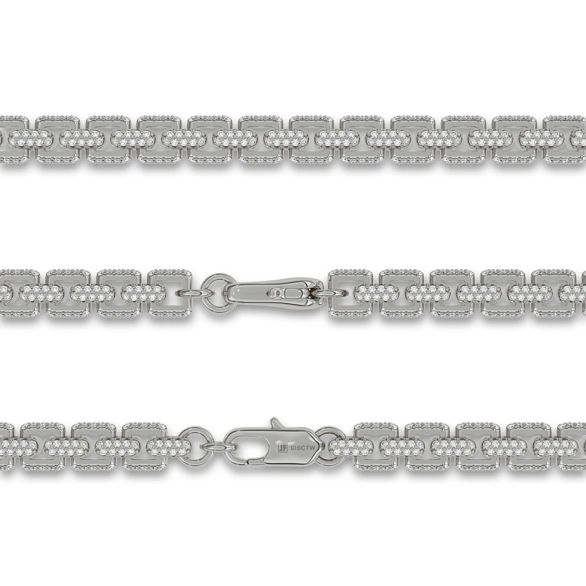 4MM Iced Out Moissanite 3D Box Chain 925 Silver