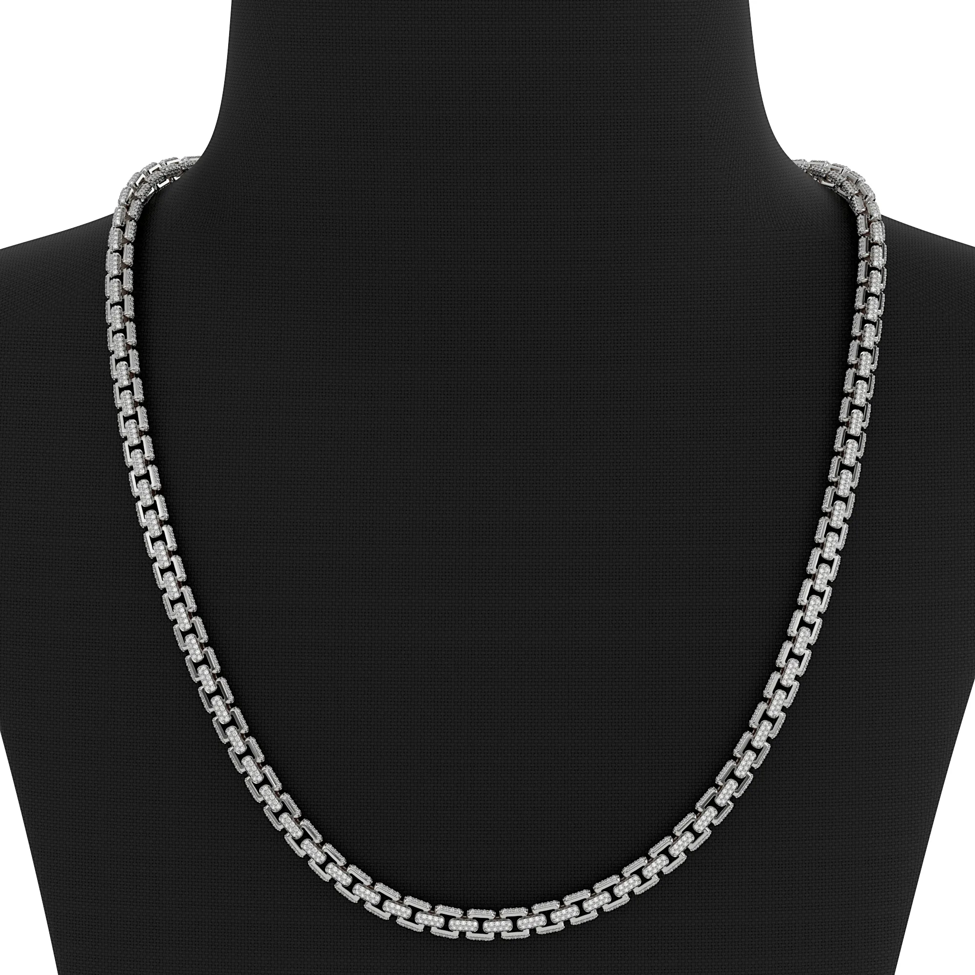 4MM Iced Out Moissanite 3D Box Chain 925 Silver