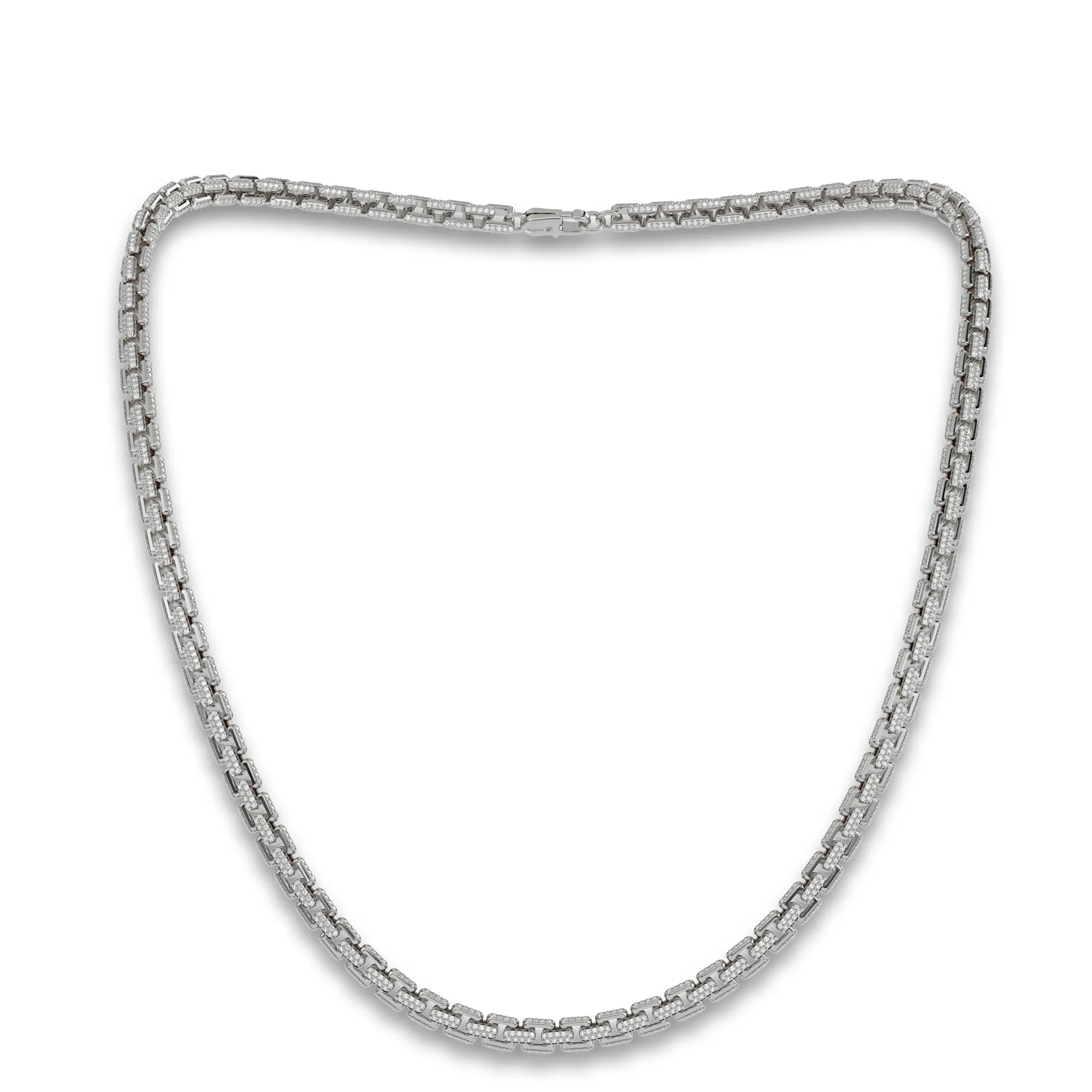 4MM Iced Out Moissanite 3D Box Chain 925 Silver