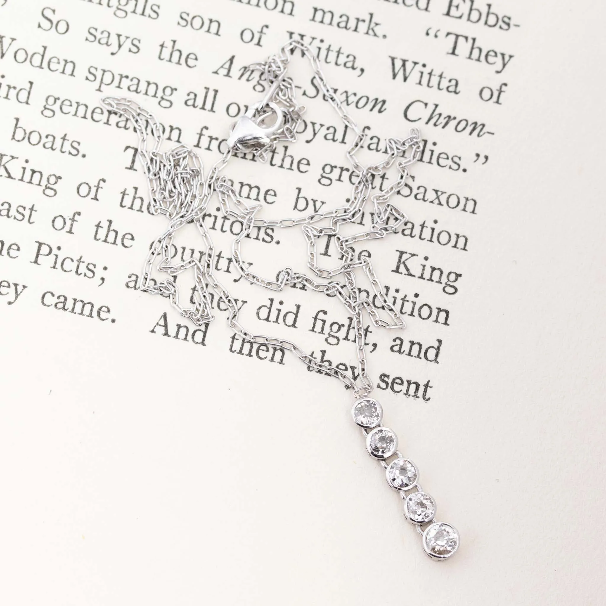 .57ctw Old European Cut Diamond 5-Stone Waterfall Pendant