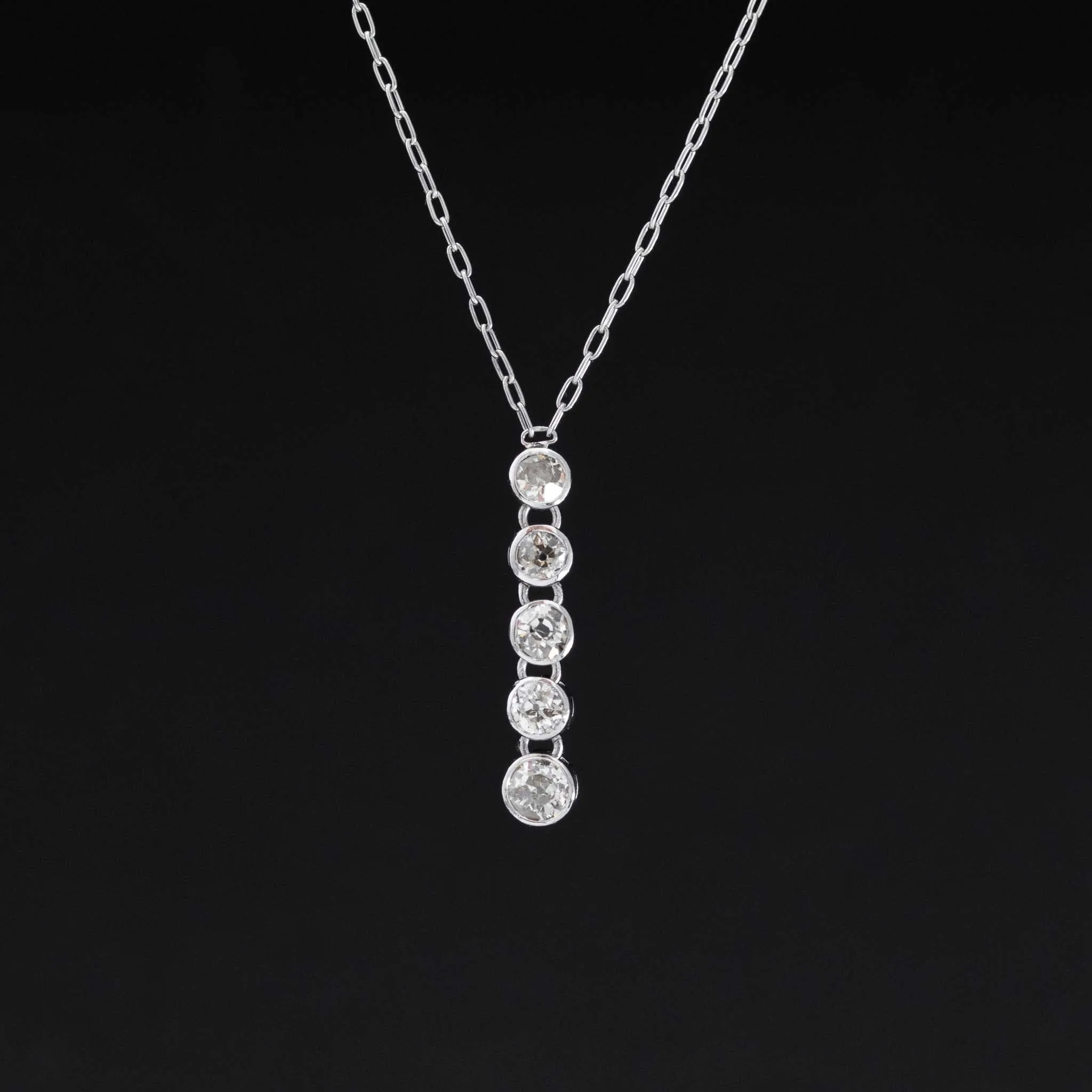 .57ctw Old European Cut Diamond 5-Stone Waterfall Pendant
