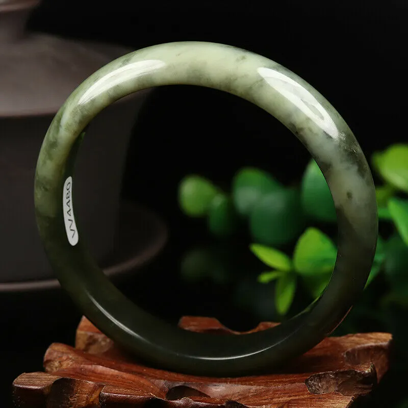 58/59/60mm Certified Natural Emerald Xiu A*Jade HandCarved Bangle VV4480