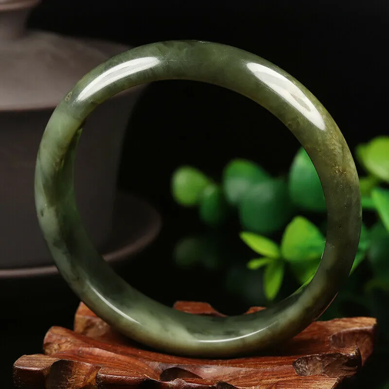 58/59/60mm Certified Natural Emerald Xiu A*Jade HandCarved Bangle VV4480