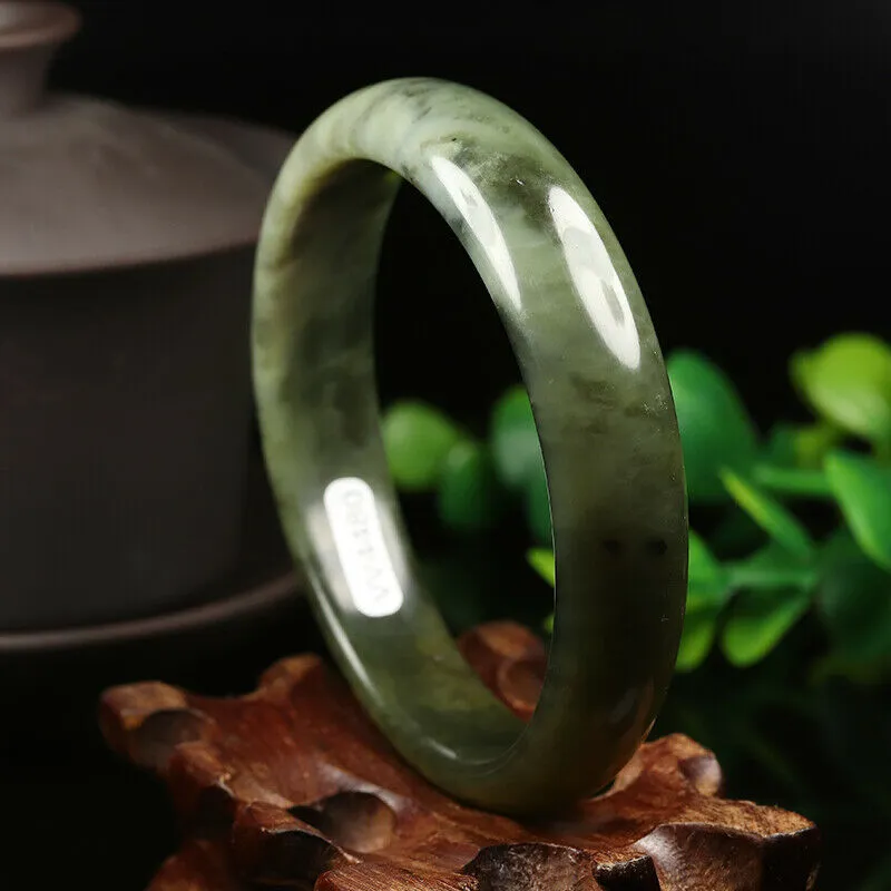 58/59/60mm Certified Natural Emerald Xiu A*Jade HandCarved Bangle VV4480