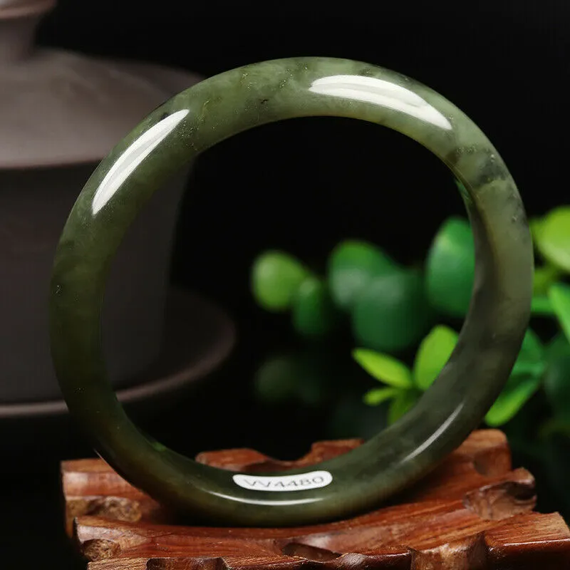 58/59/60mm Certified Natural Emerald Xiu A*Jade HandCarved Bangle VV4480