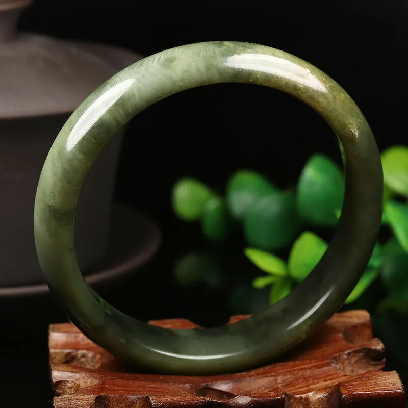 58/59/60mm Certified Natural Emerald Xiu A*Jade HandCarved Bangle VV4480