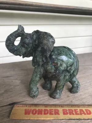 5in H-Chinese Genuine Natural Green Jade HandCarved Elephant Statue