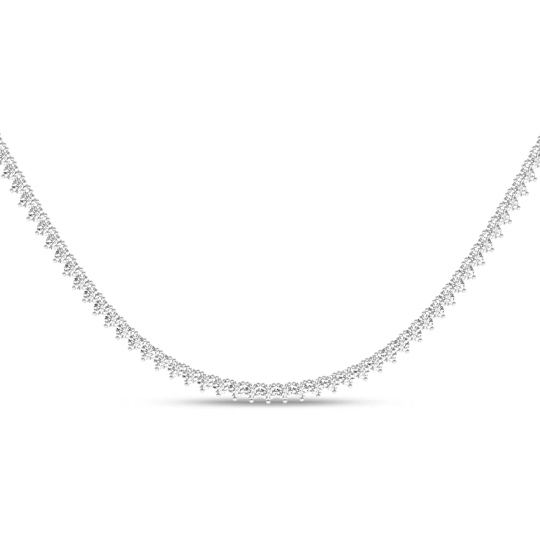 6 Carat Round Lab Grown Diamond 14K Gold Graduation Riviera Necklace