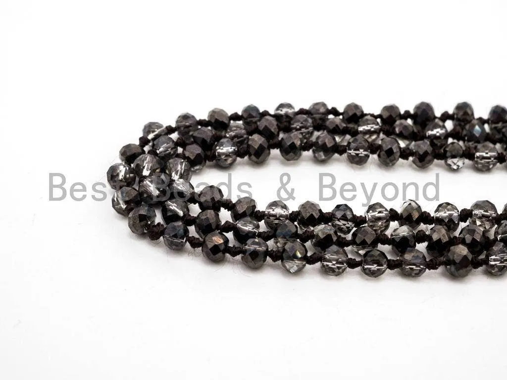 60" EXTRA Long Hand Knotted Crystal Necklace