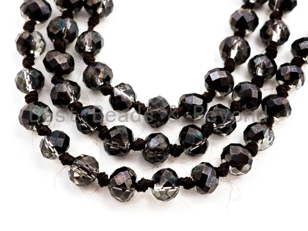 60" EXTRA Long Hand Knotted Crystal Necklace