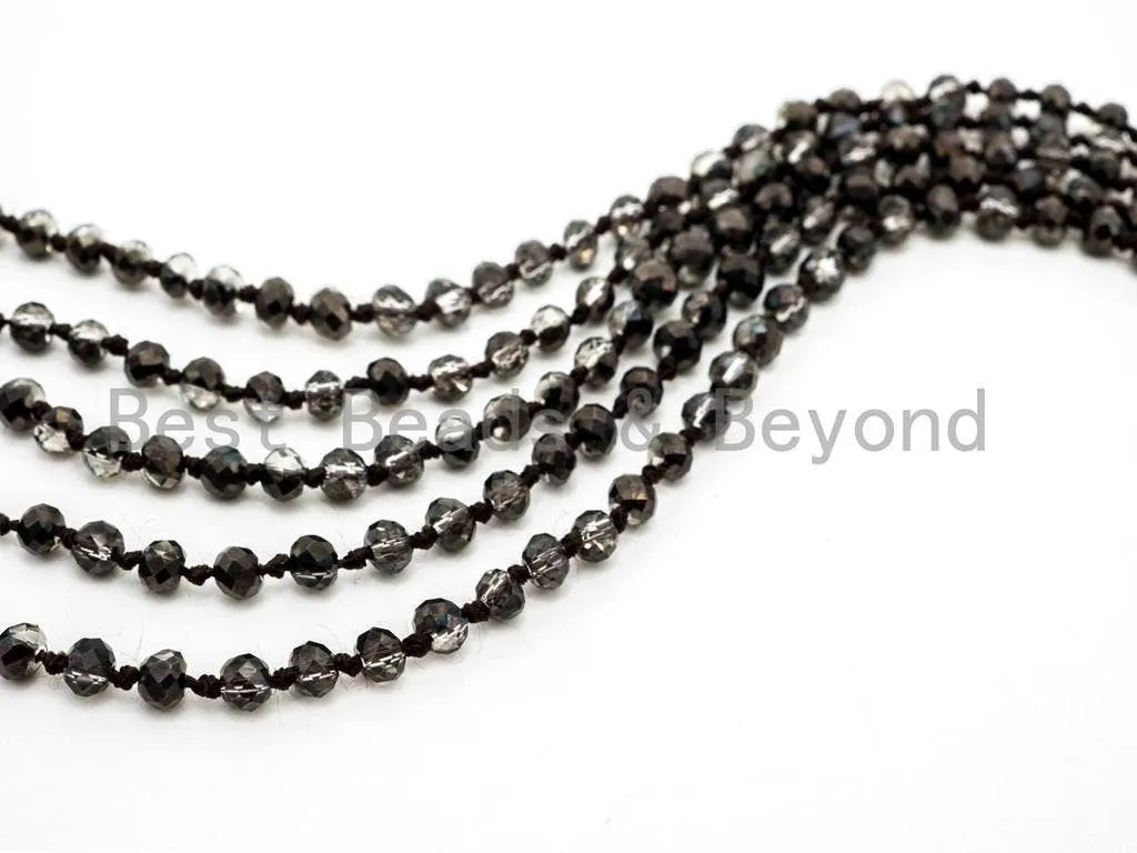 60" EXTRA Long Hand Knotted Crystal Necklace