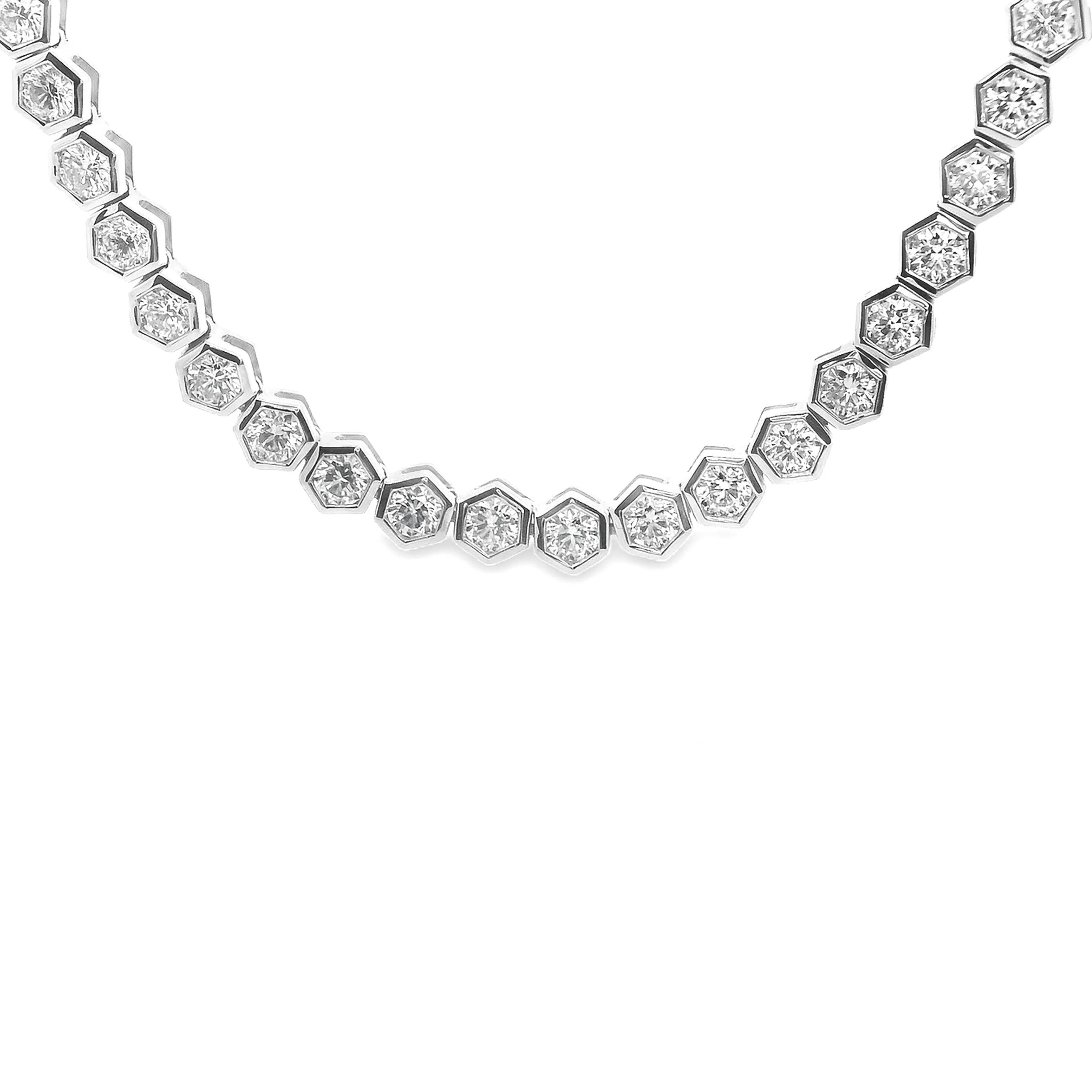 6.14ct 18k White Gold Diamond Hexagon Necklace