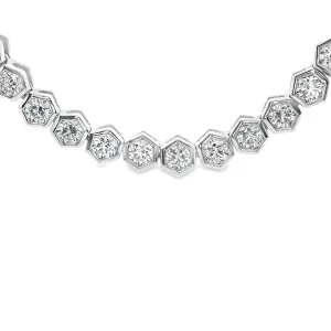 6.14ct 18k White Gold Diamond Hexagon Necklace