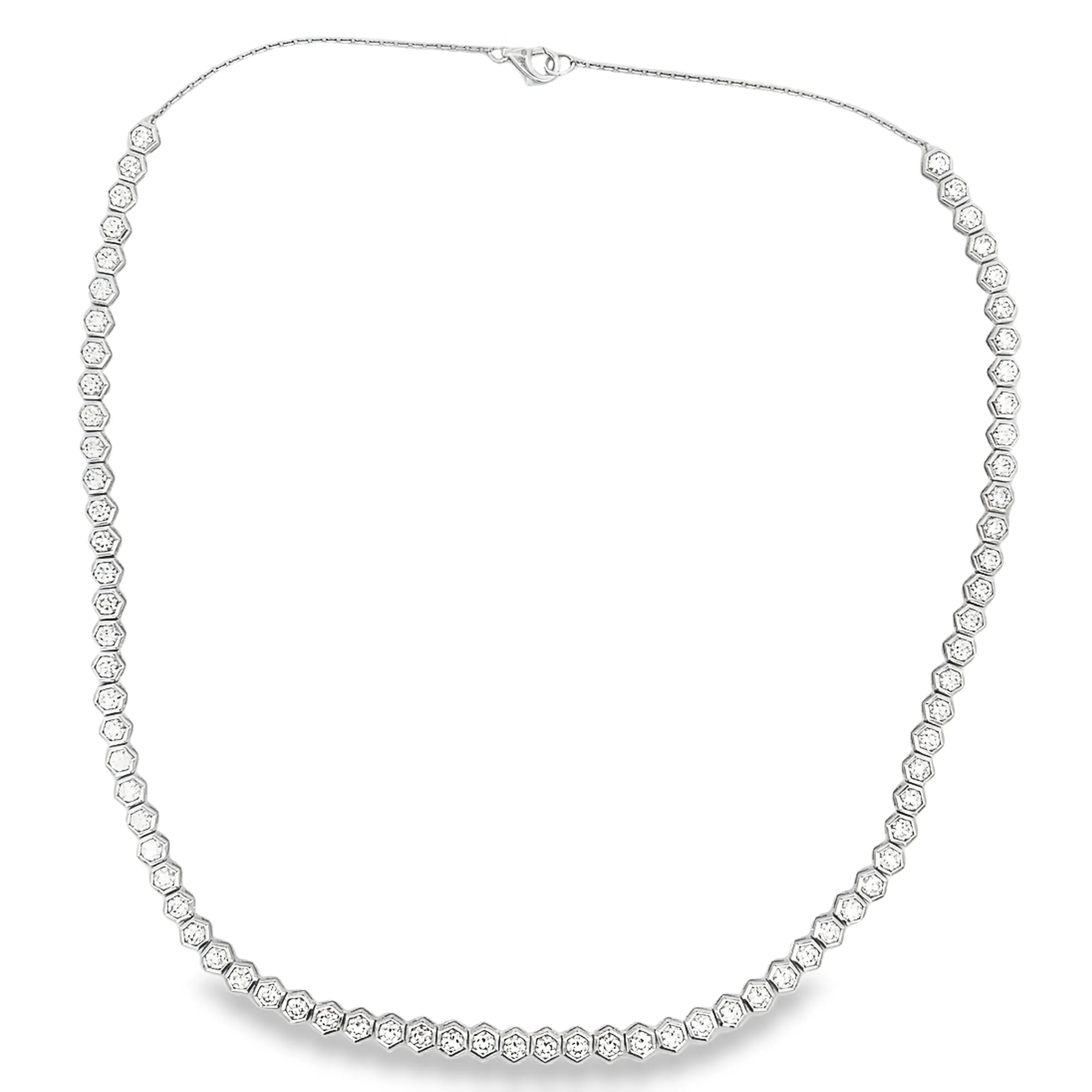 6.14ct 18k White Gold Diamond Hexagon Necklace