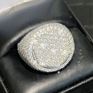 6.30 Carat Moissanite Hex Top Iced Out Ring