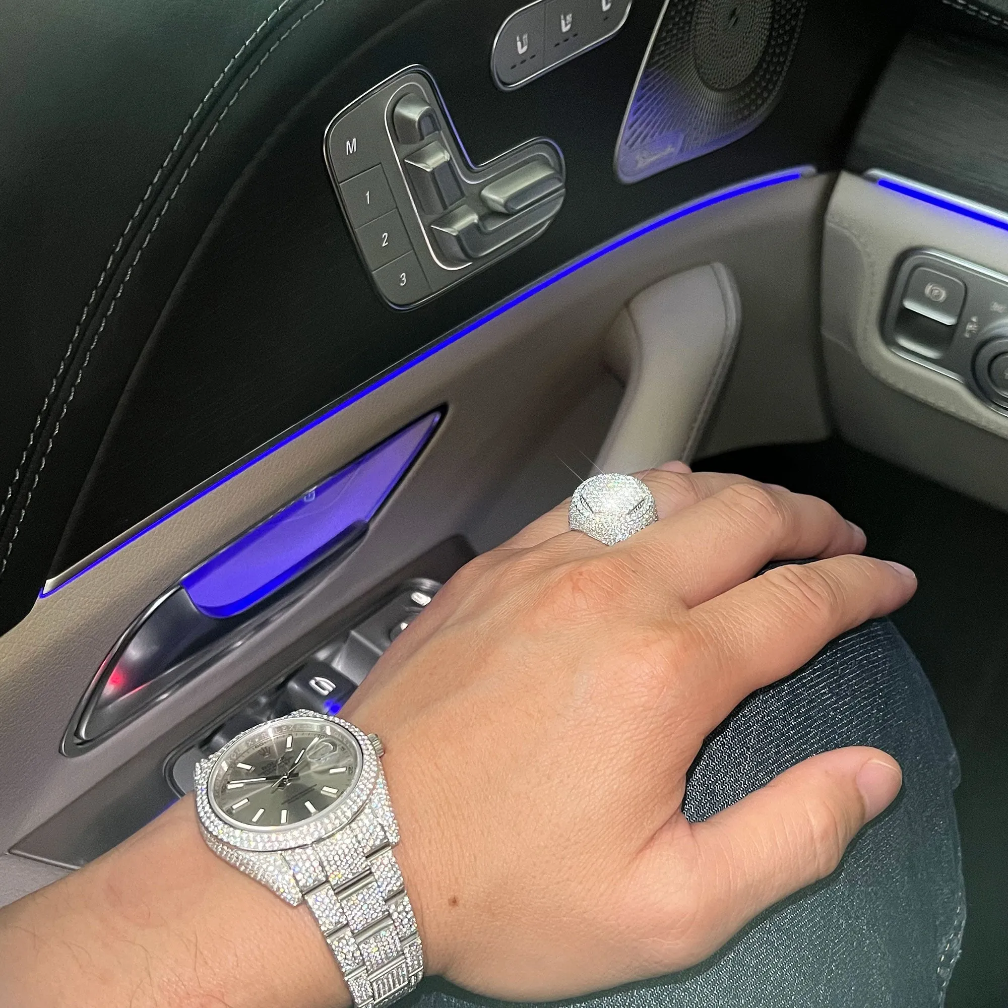 6.30 Carat Moissanite Hex Top Iced Out Ring