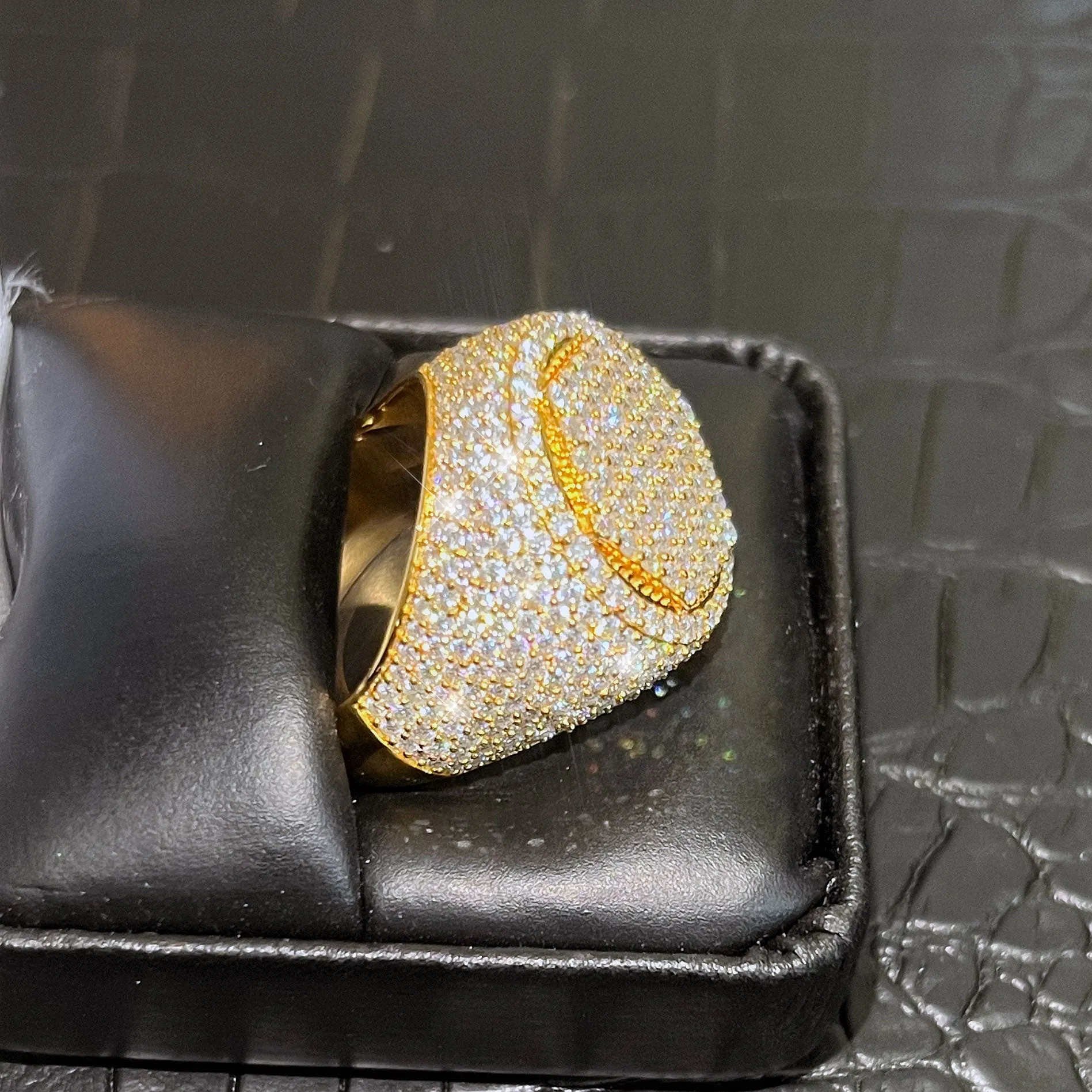 6.30 Carat Moissanite Hex Top Iced Out Ring