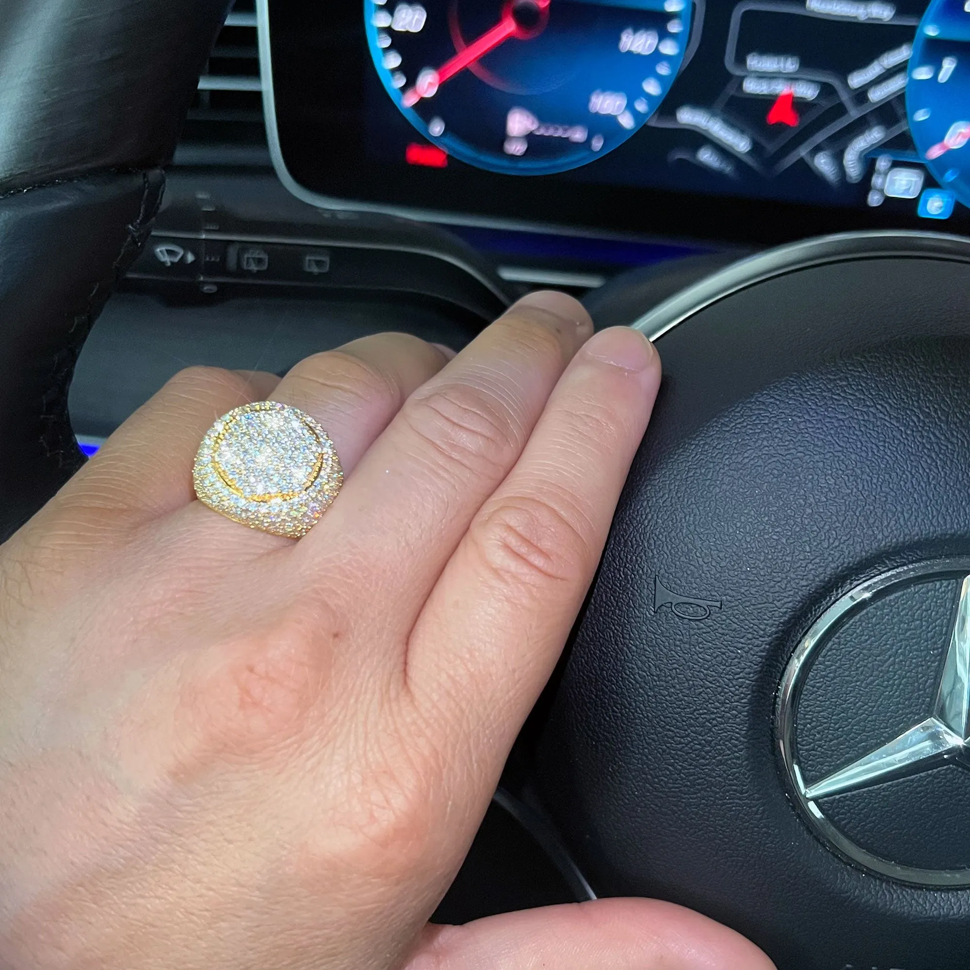 6.30 Carat Moissanite Hex Top Iced Out Ring