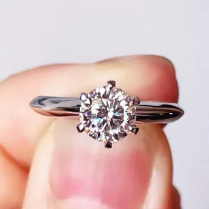 6.5mm 1ct Round Cut Diamond Classic Engagement Ring