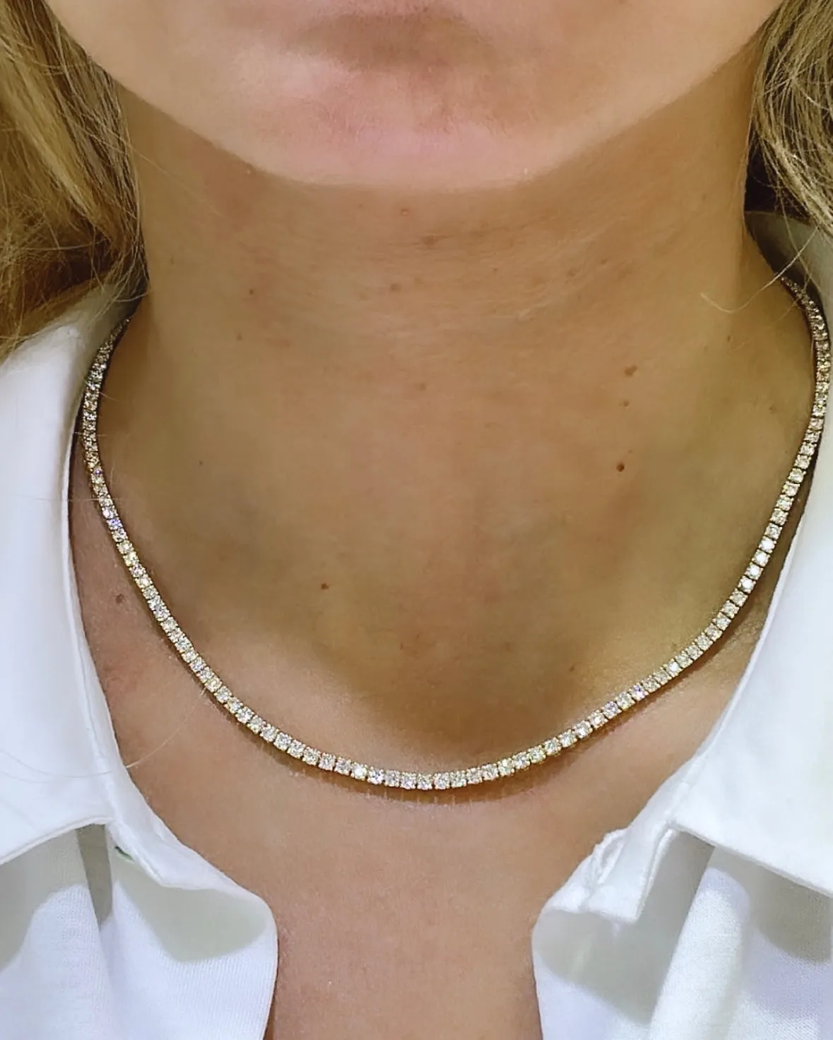 8.28ct tw Diamond Riviera Line Tennis Statement Necklace
