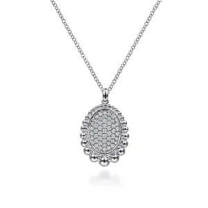 925 Sterling Silver Bujukan White Sapphire Pave' Pendant Necklace
