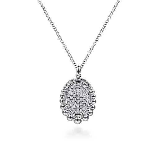 925 Sterling Silver Bujukan White Sapphire Pave' Pendant Necklace