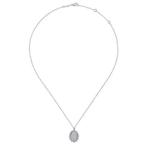 925 Sterling Silver Bujukan White Sapphire Pave' Pendant Necklace