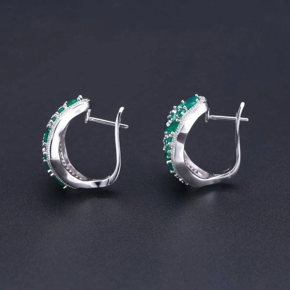 9.54Ct Natural Green Agate Vintage Stud Earrings