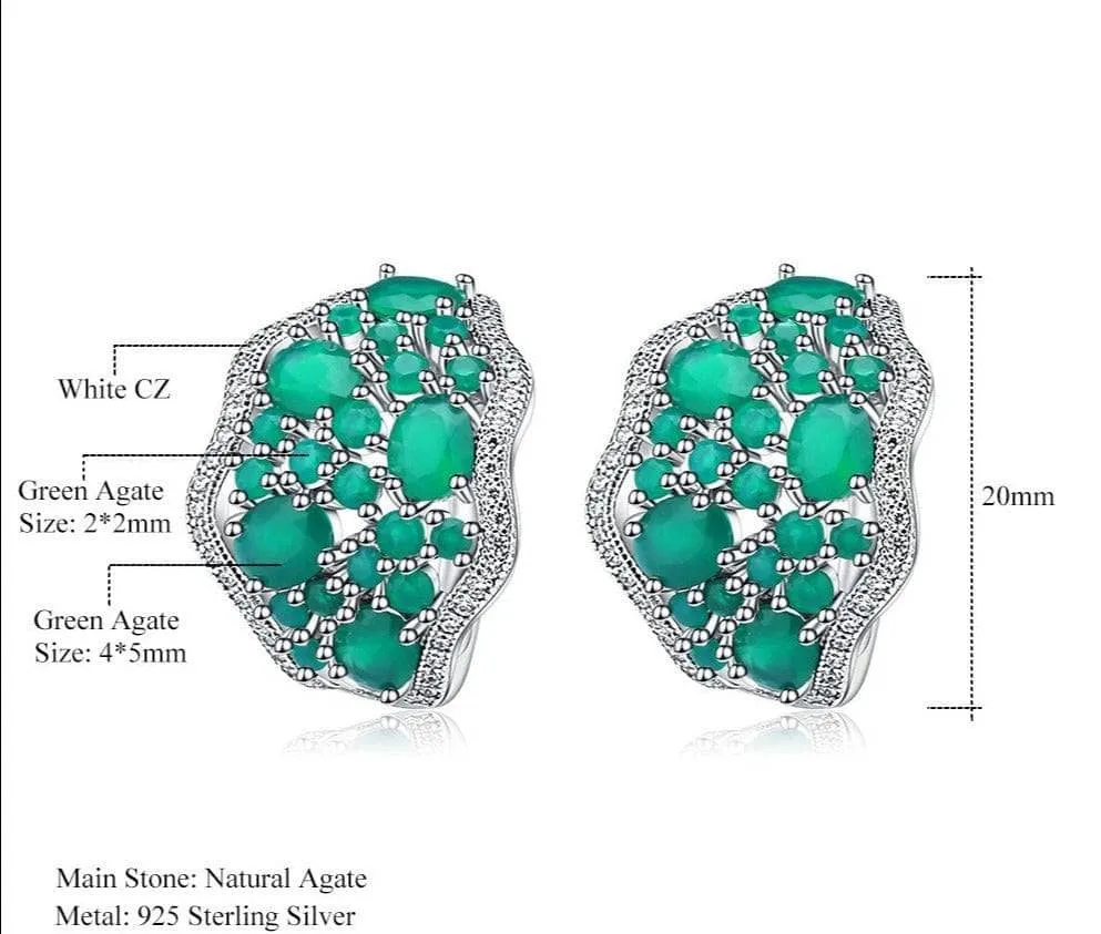 9.54Ct Natural Green Agate Vintage Stud Earrings