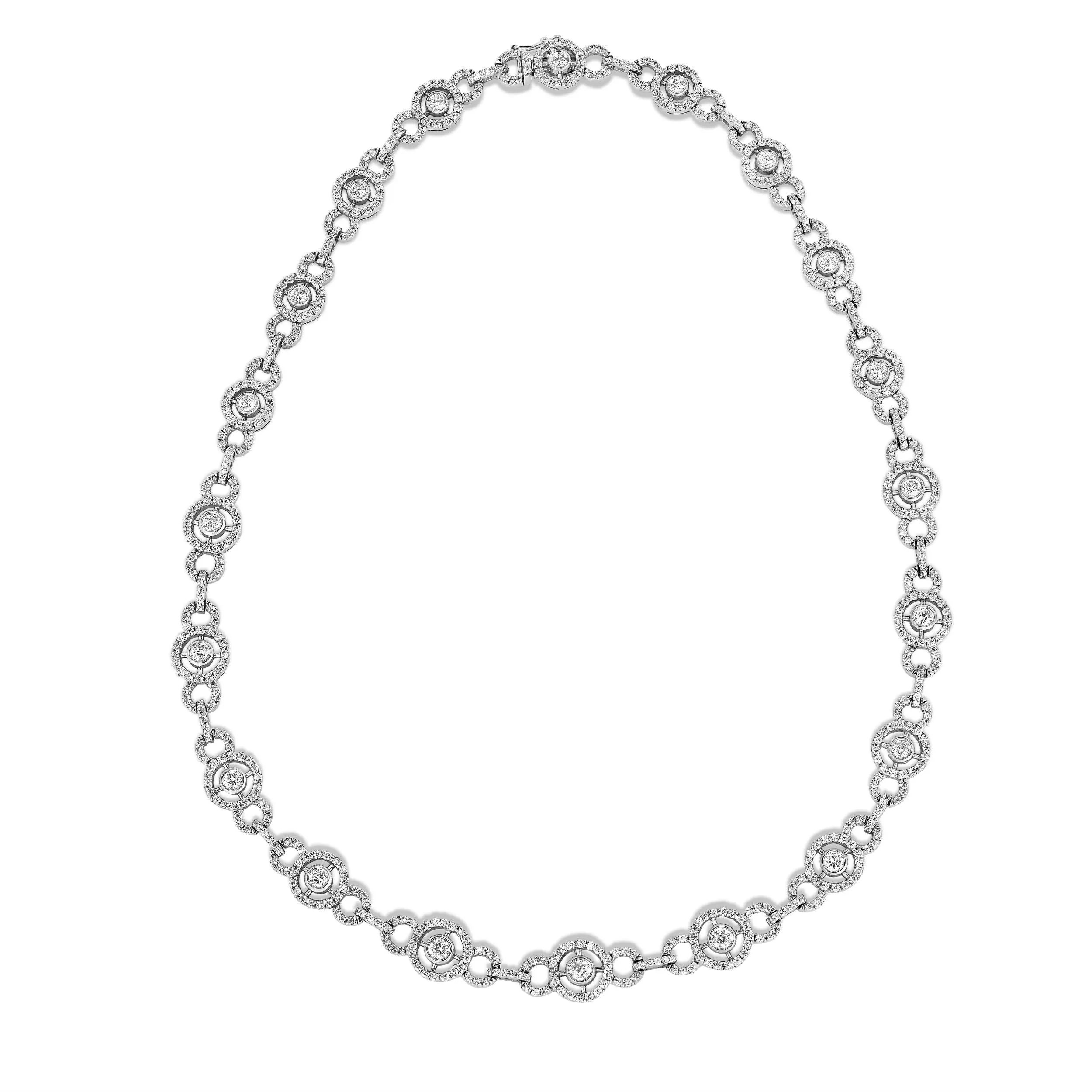 9.70Ct Diamond Circle Tennis Necklace in 14K White Gold