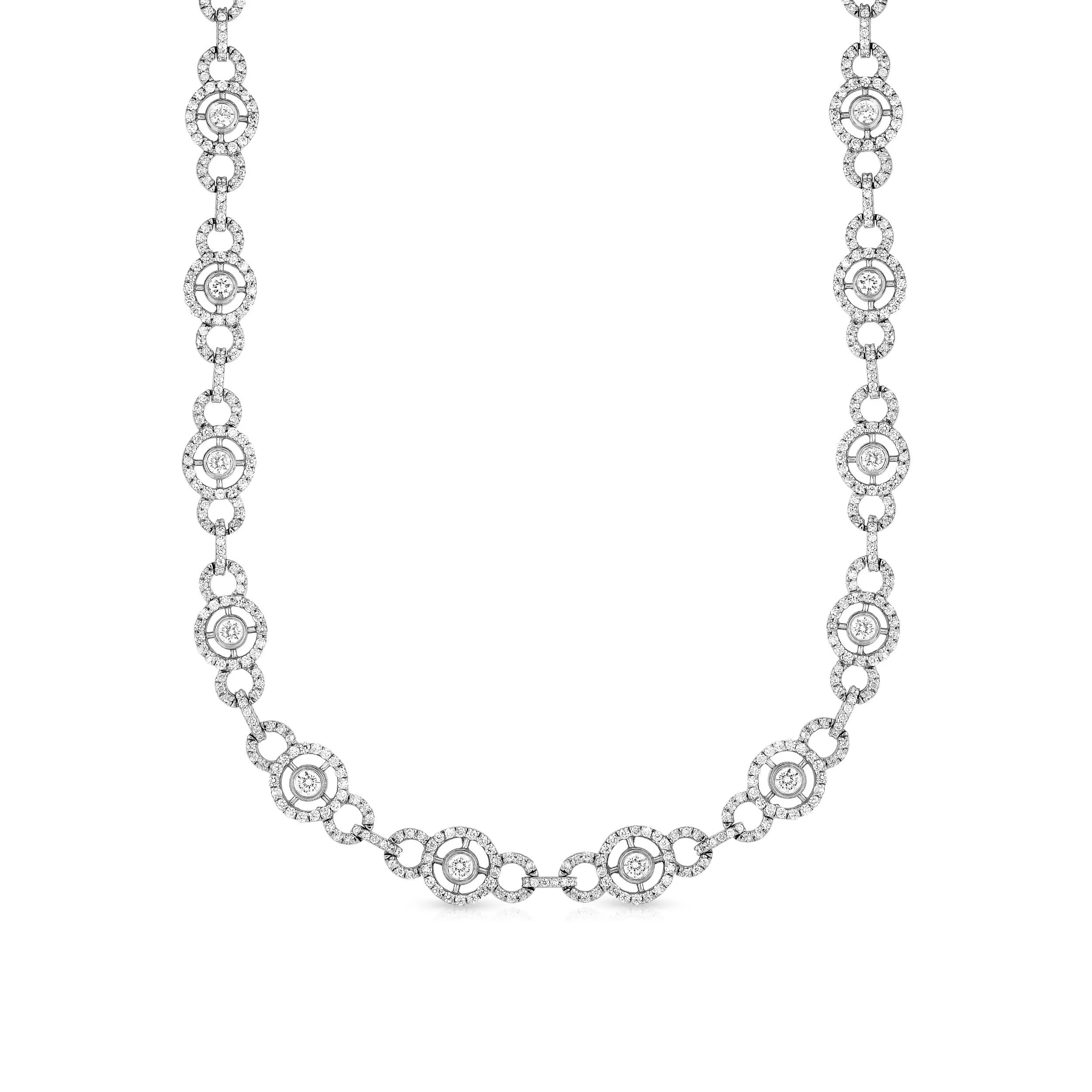 9.70Ct Diamond Circle Tennis Necklace in 14K White Gold