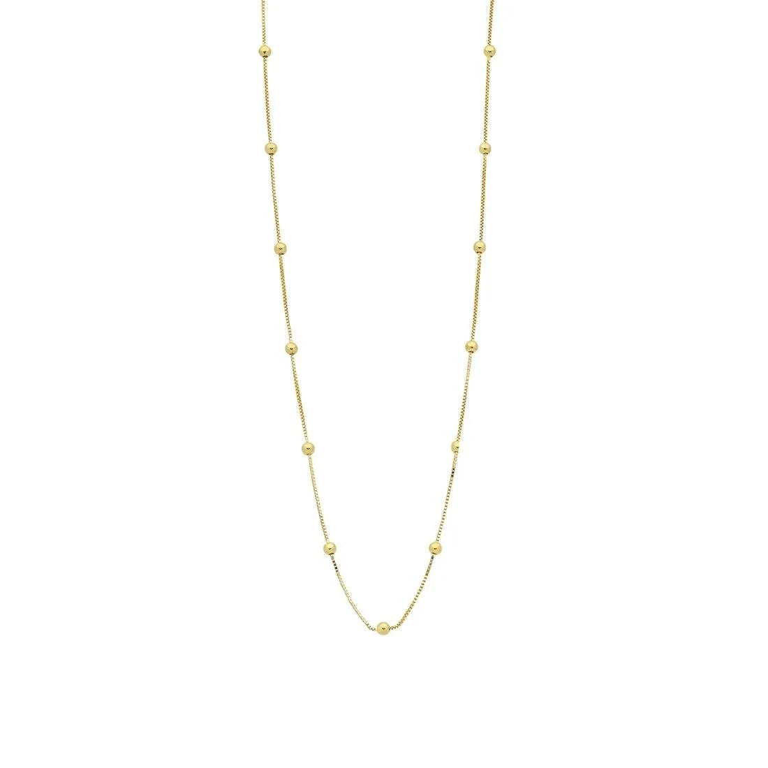 9ct Yellow Gold Silver Infused Chain And Ball Necklace 45cm