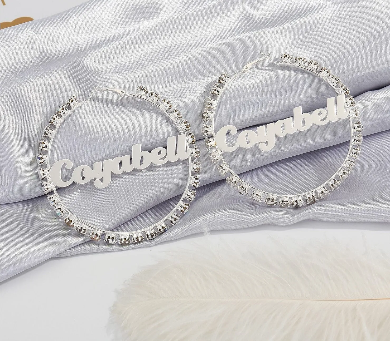 AB Crystal Zircon Custom Name Earrings