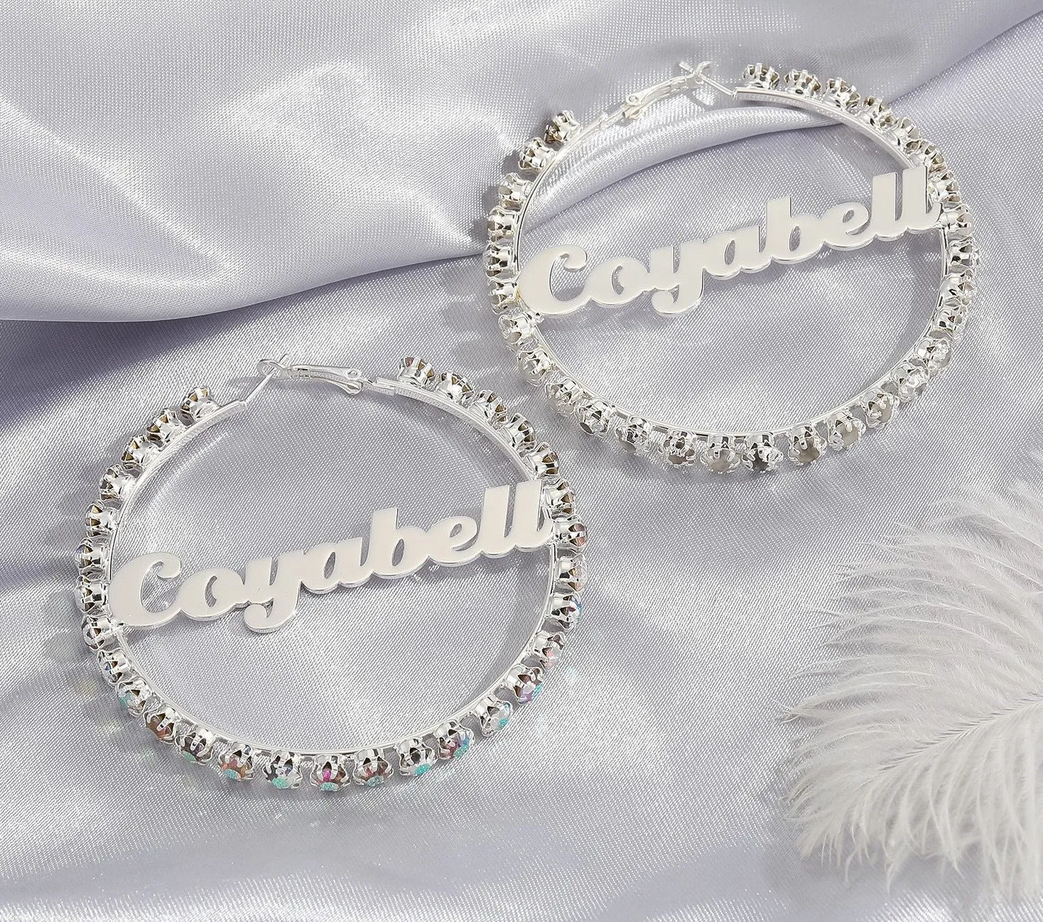 AB Crystal Zircon Custom Name Earrings