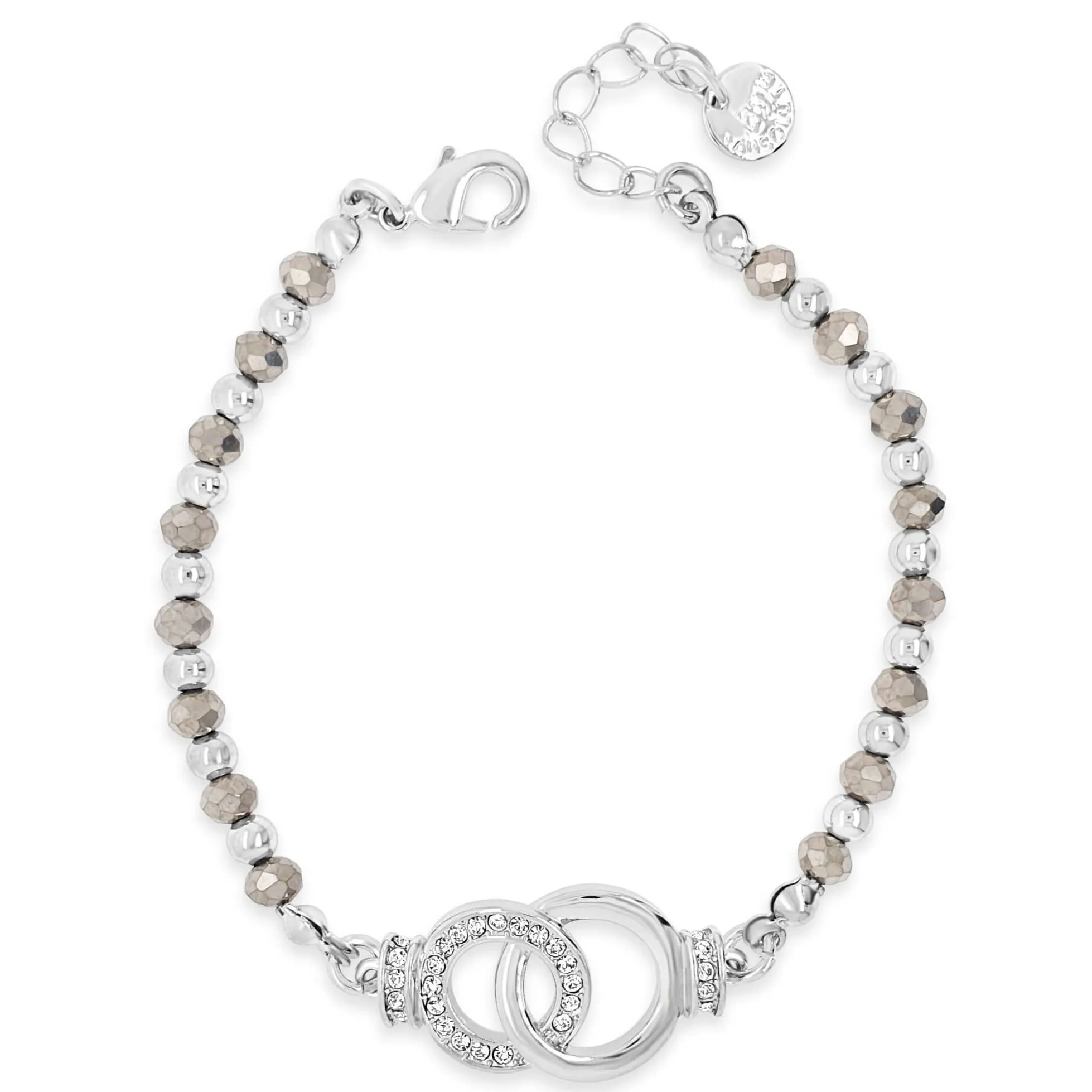 Absolute Silver & Hematite Entwined Halo Bead Bracelet