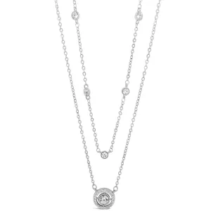 Absolute Silver Halo Fine Double Necklace