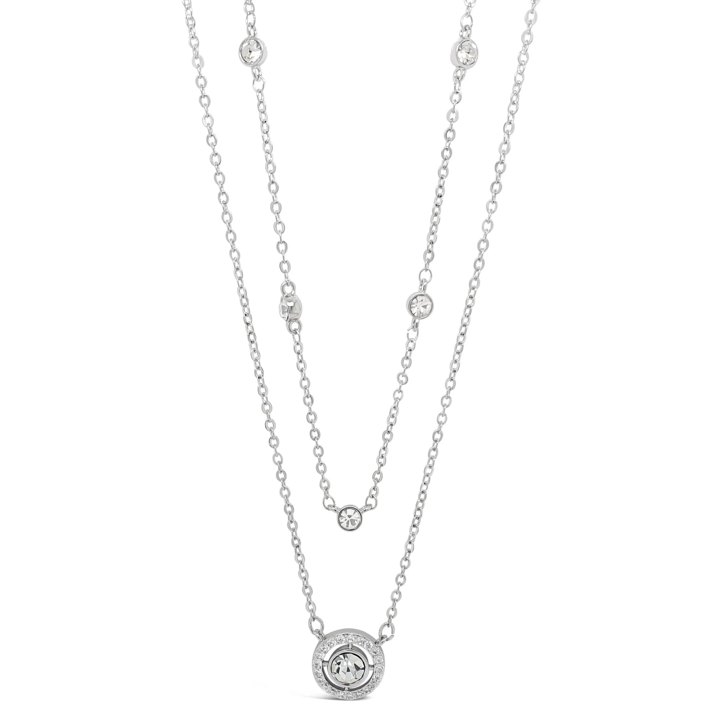 Absolute Silver Halo Fine Double Necklace