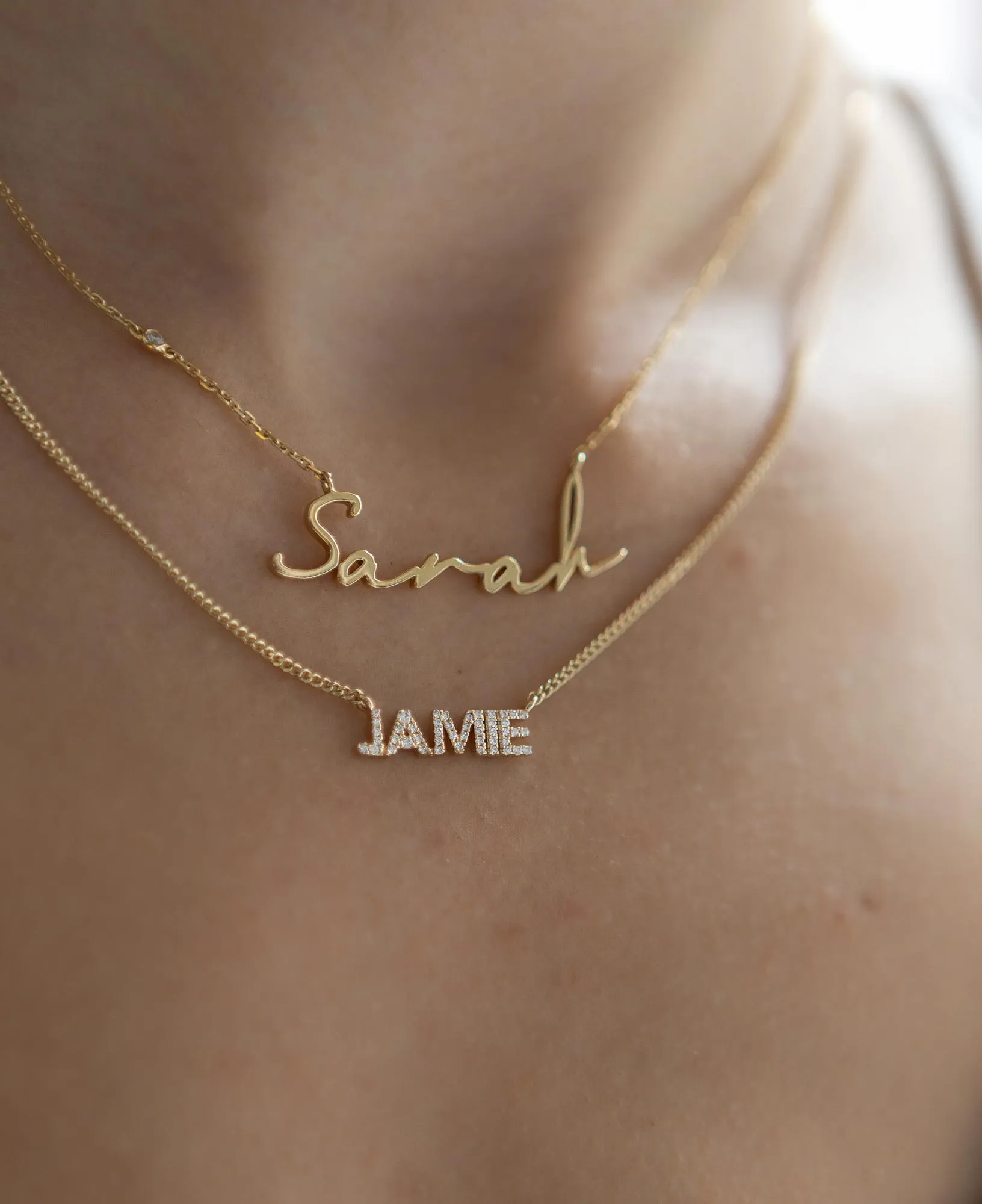 Alaia Custom Nameplate Necklace with Diamond