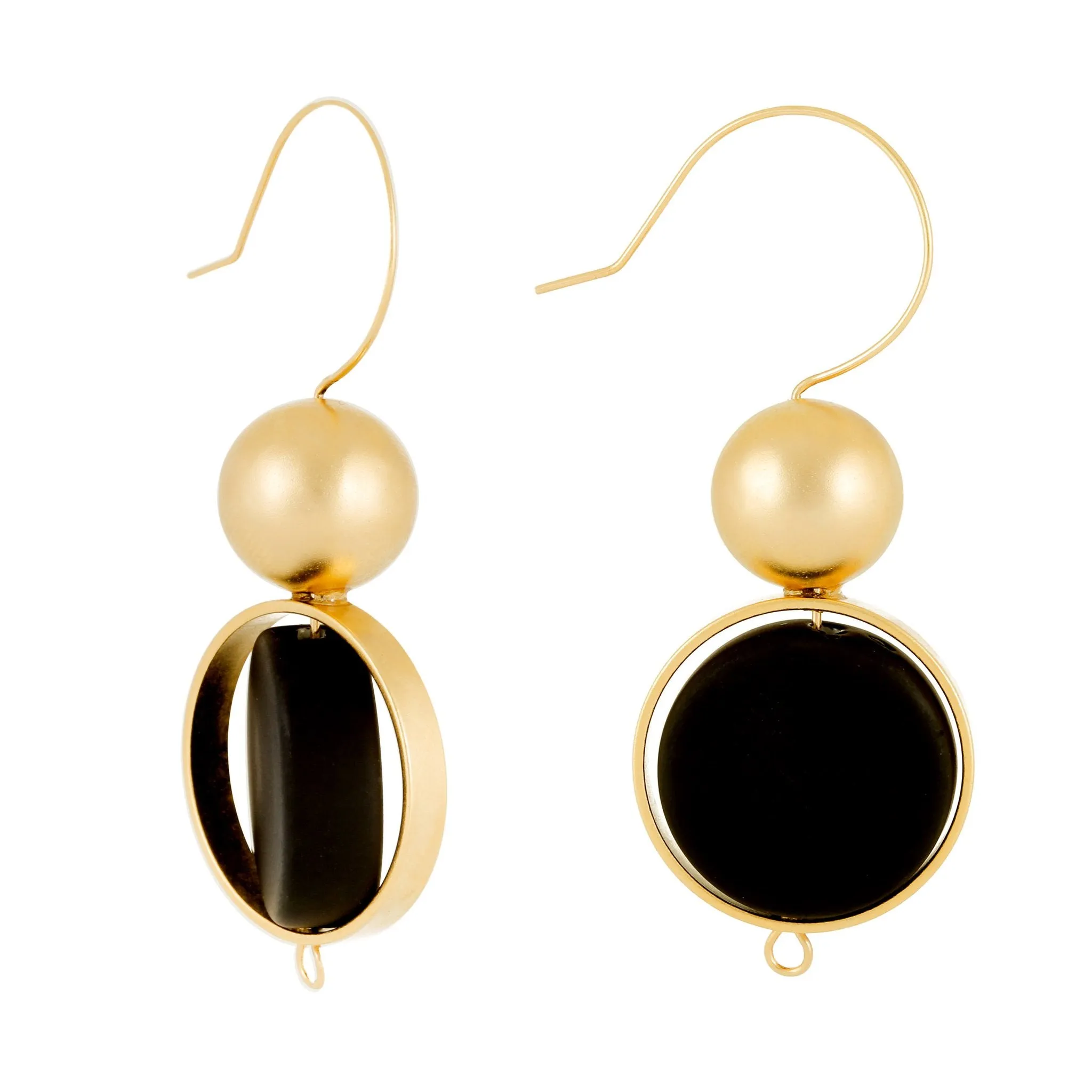 Alice 24K Gold & Black Earrings