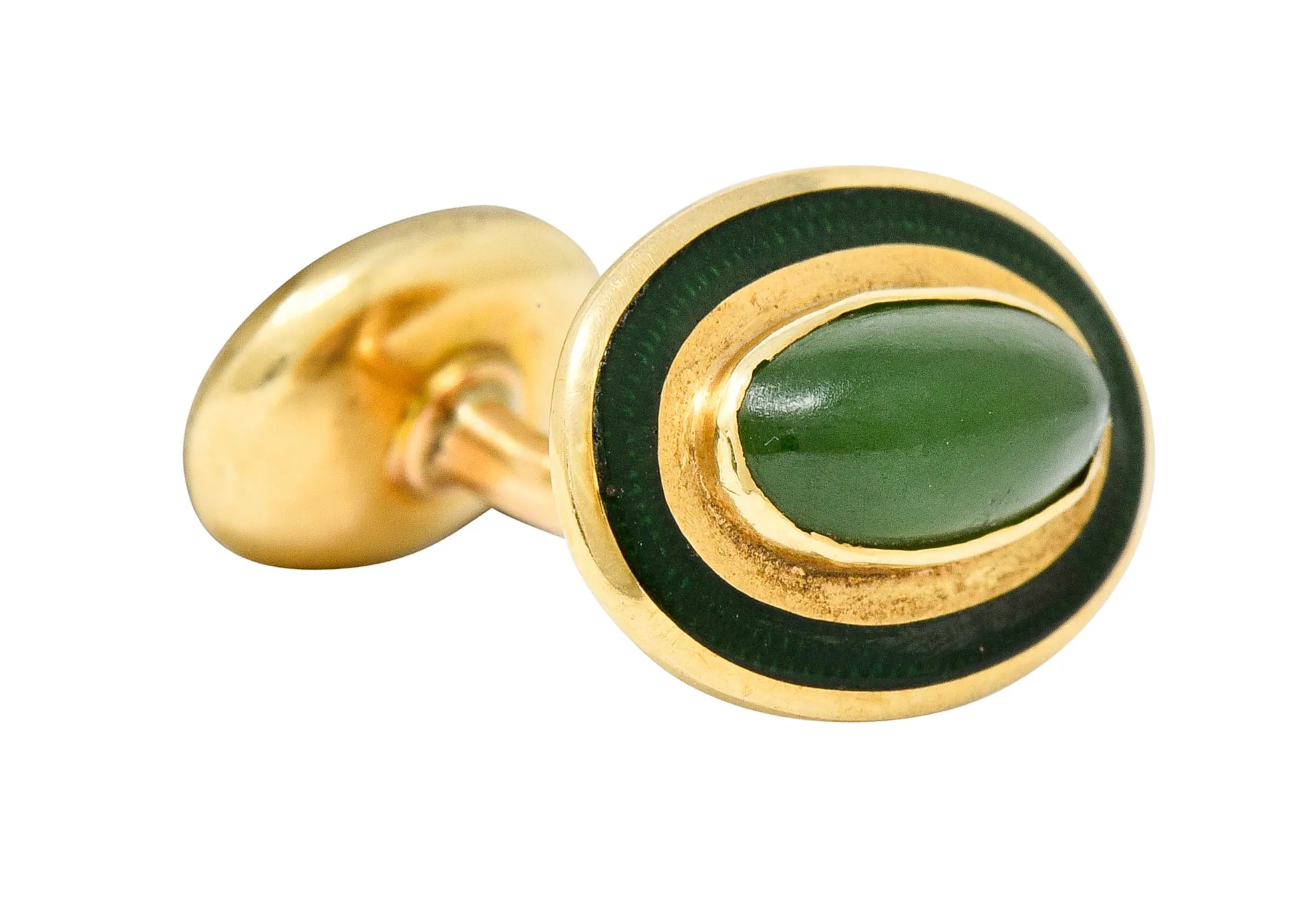 Alling & Co. Art Nouveau Jade 14 Karat Gold Men's Cufflinks