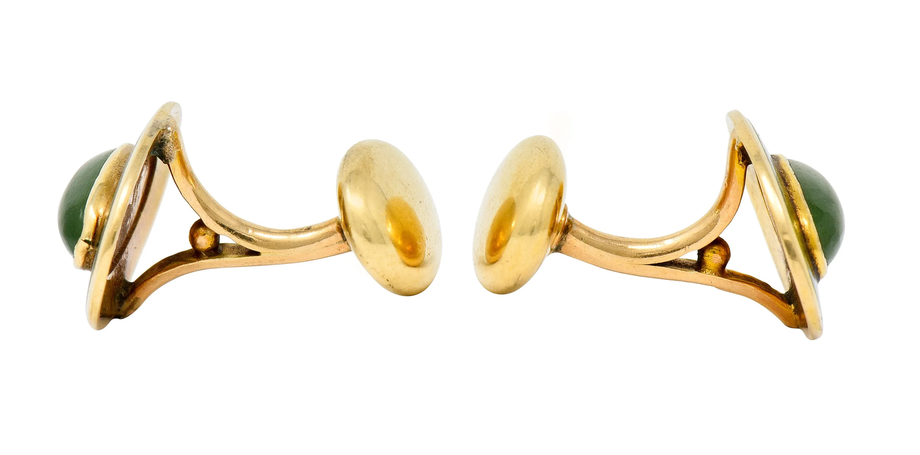 Alling & Co. Art Nouveau Jade 14 Karat Gold Men's Cufflinks