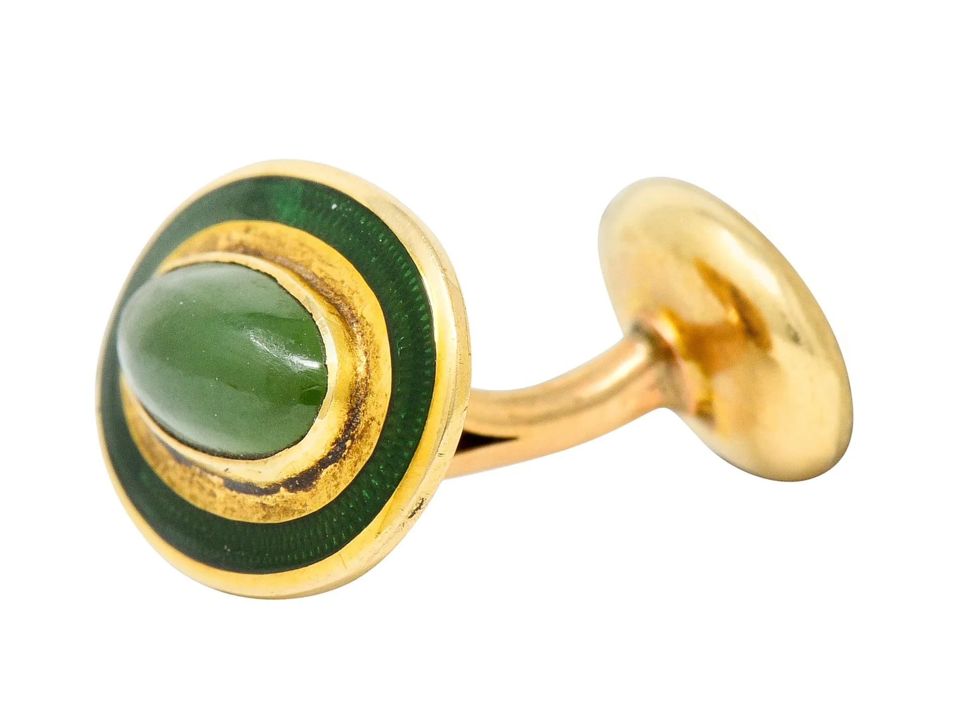 Alling & Co. Art Nouveau Jade 14 Karat Gold Men's Cufflinks