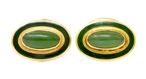 Alling & Co. Art Nouveau Jade 14 Karat Gold Men's Cufflinks