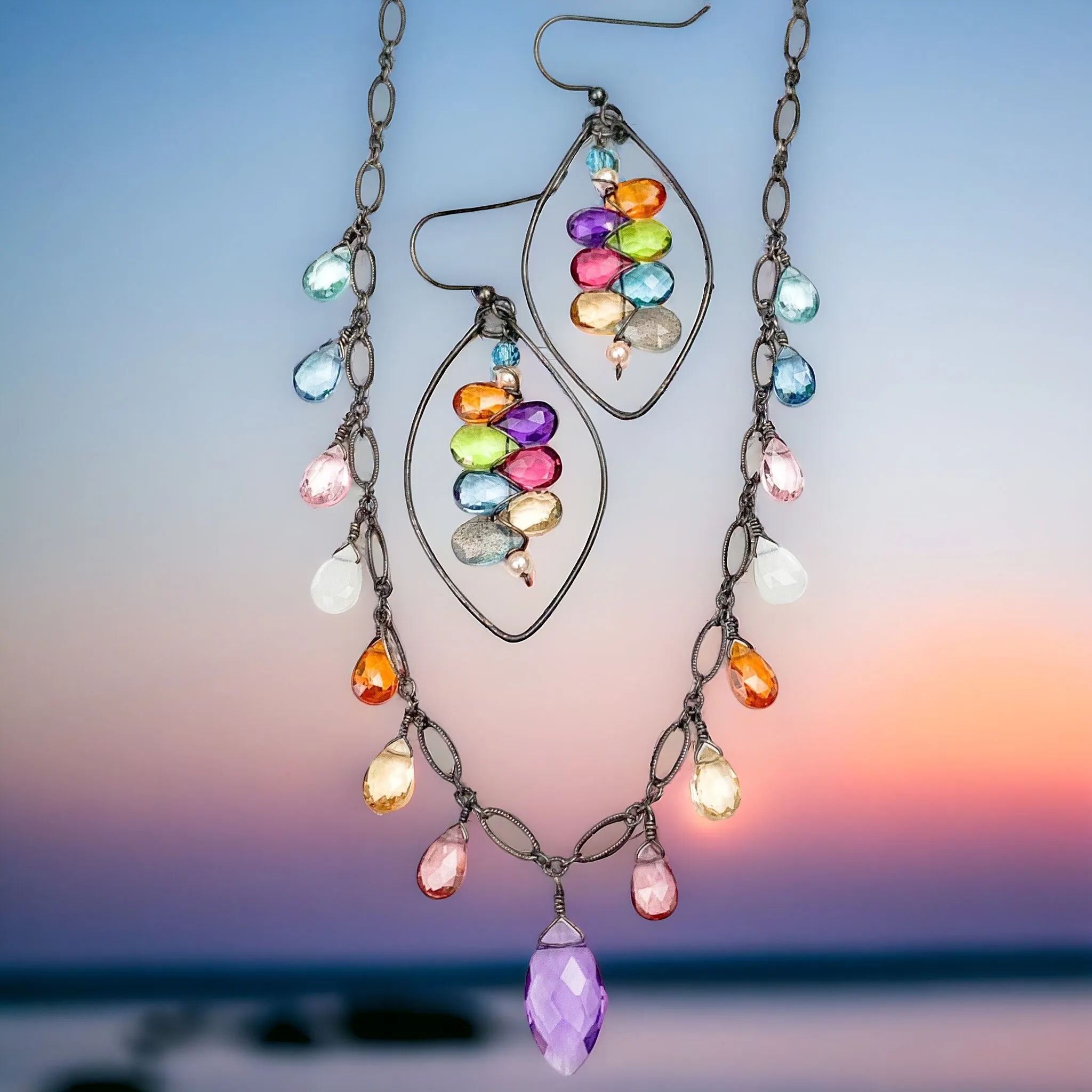 Amethyst and Colorful Drape Necklace