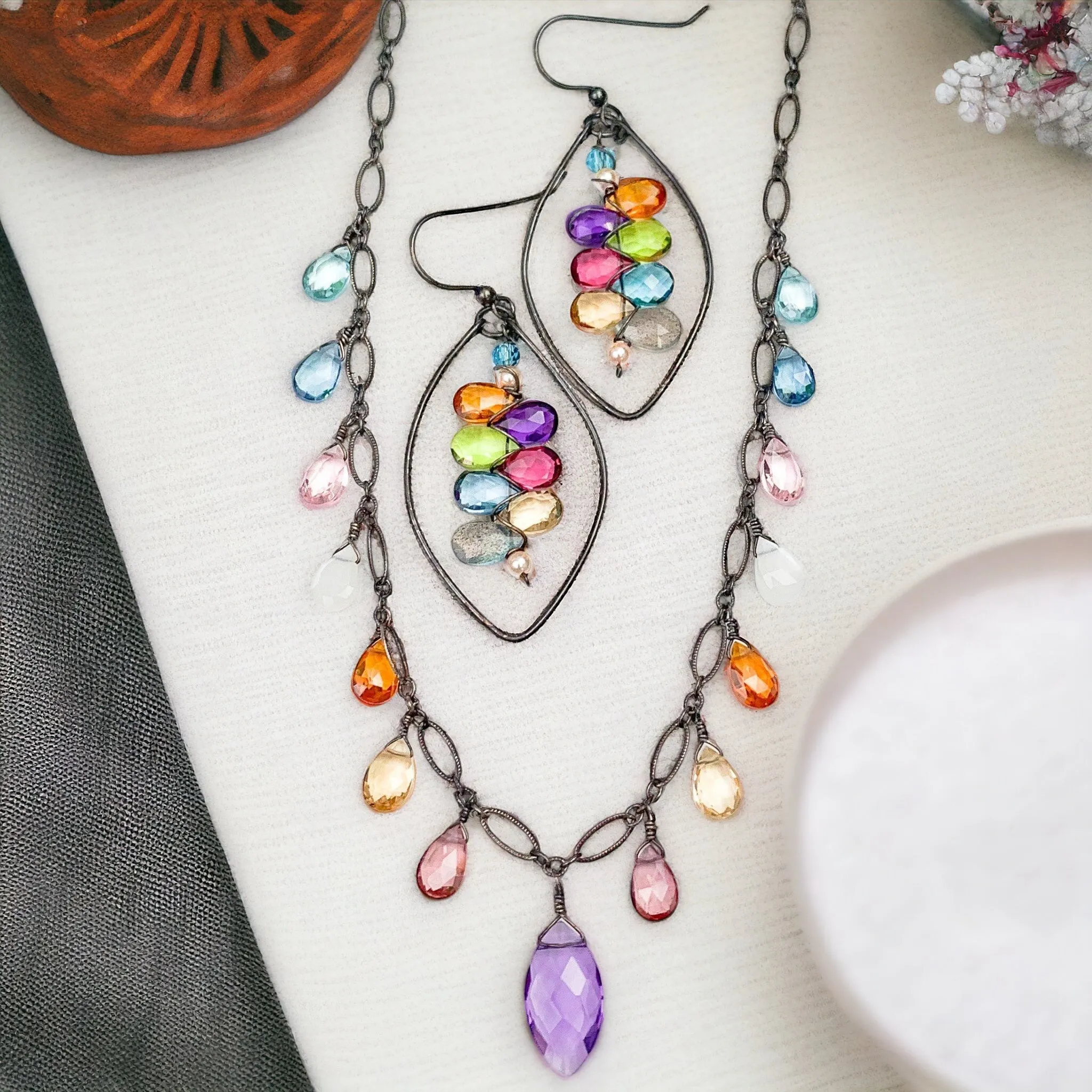 Amethyst and Colorful Drape Necklace