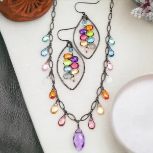Amethyst and Colorful Drape Necklace
