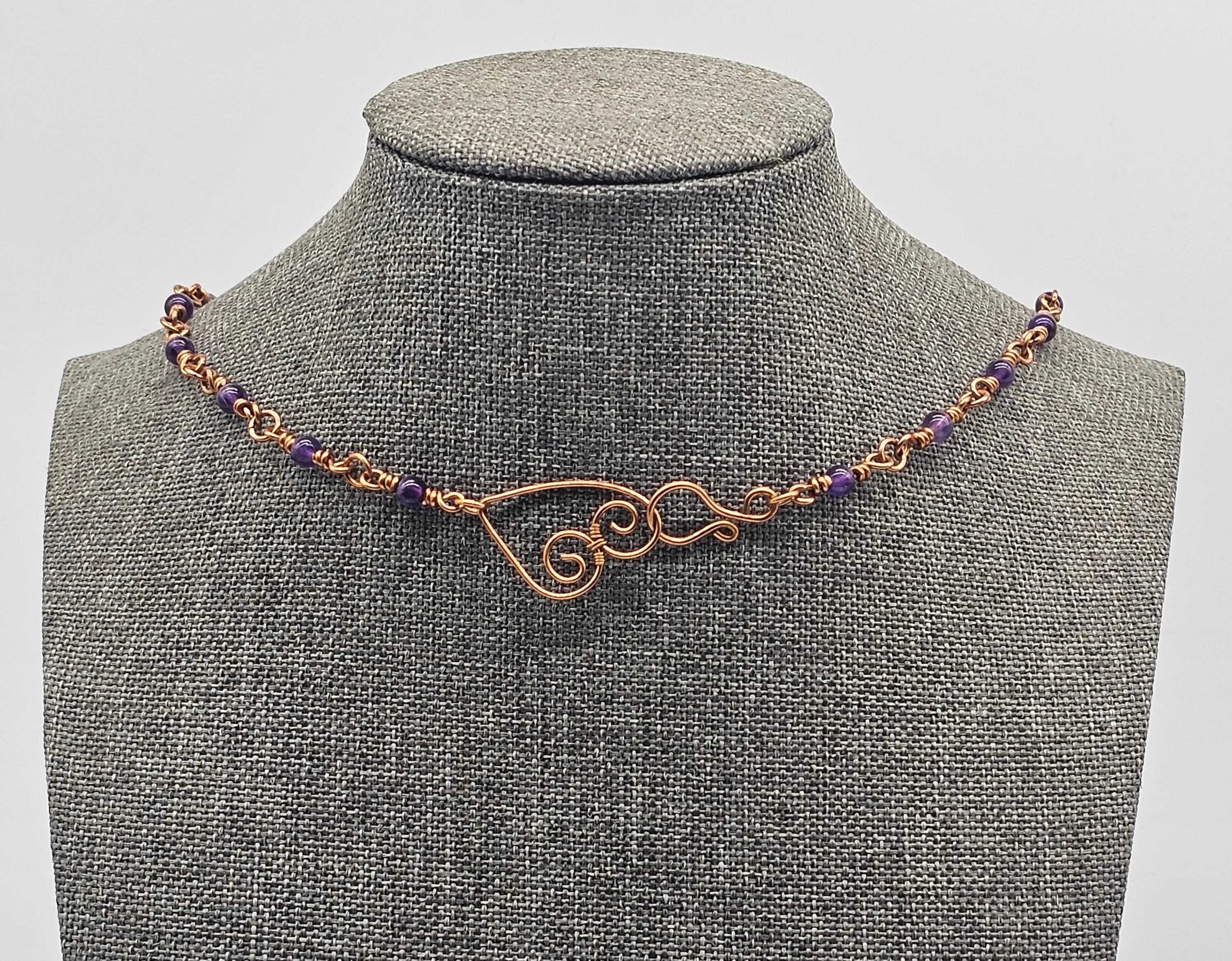 Amethyst Hearts Necklace