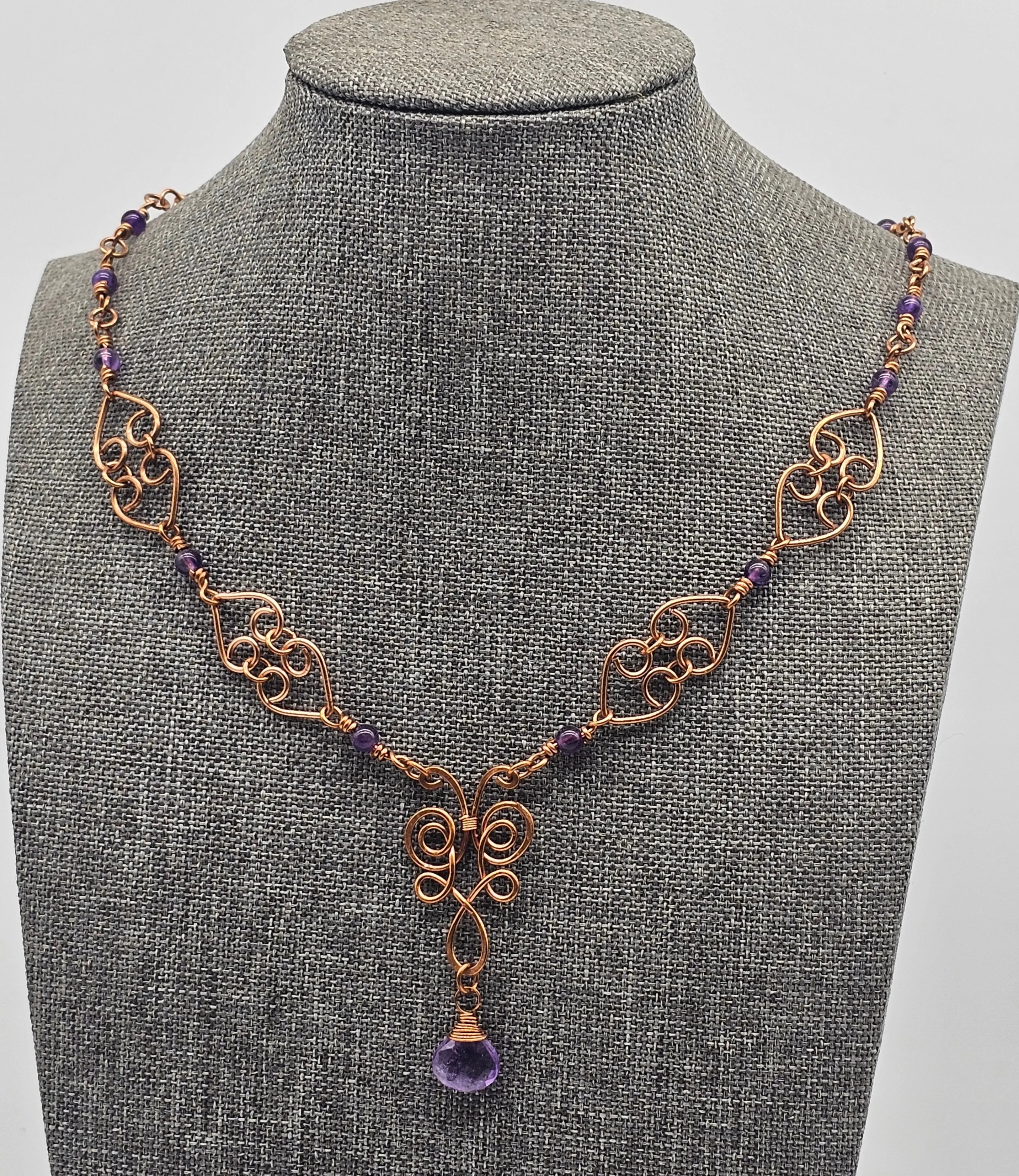 Amethyst Hearts Necklace